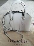 Ted Baker BAYLLEY Crosshatch Leather dome crossbody bag White