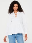 JDY Bow Detail Blouse - White, White, Size Xs = Uk 6, Women