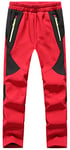 DAFENP Pantalon Ski Enfant Outdoor Randonnee Pantalon Imperméable Chaud Softshell Thermique Pantalon de Montagne Garçons Filles KZ2001-Red-2XL