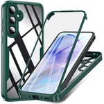 Hensinple For Samsung Galaxy A35 5G Case, Samsung A35 Case Military Grade Drop 360° Full Body Rugged Bumper Case with Built-in Screen Protector Shockproof Cover Phone Case for Samsung A35,Green