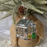 Small Glass Greenhouse Christmas Tree Bauble Hanging Garden Gardener Decoration