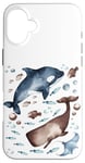 Coque pour iPhone 16 Plus Orca Whale Motif For Kids With Ocean Fish Pattern Cute Fishy