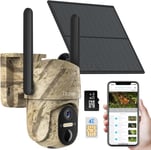 Camera Chasse 4G Avec Carte Sim,Camera De Surveillance Exterieur Video En Direct,2K Vision Nocturne Couleur,Détection De Mouvemen Pir,Audio Bidirectionnel,Ip66