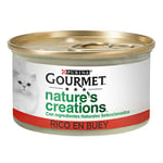 Gourmet Purina Nature's Creations Nourriture Humide Naturelle pour Chat avec bœuf, 24 boîtes de 85 g