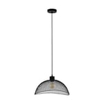 Eglo Suspension Pompeya 1 Ampoule Suspension Vintage Industrial Rétro Suspension en Acier Lampe de Table de Salle à Manger Lampe de Salon Suspendu en Noir Douille E27 Lxl45X44cm