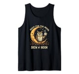 Mens Hoot for the Moon Brew at Noon | Owl & Coffee Lover Design Tank Top