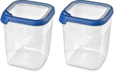 Curver Boîte Alimentaire carrée Multi Usage 2,6L en polypropylène 100% recyclé, 15x15x18,1 cm, adapté au Micro-Ondes, Lave-Vaisselle, Congélateur- Bleu, pour la Cuisine (Lot de 2)