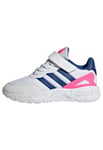 adidas Nebzed Elastic Lace Top Strap Shoes Sneakers, Cloud White/Royal Blue/Lucid Pink, 1 UK