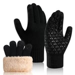 HAPPY FINDING Gants Hiver Homme Femme Gants tricotés tactiles Chaud Laine Doublure Chauffants Conduite Running Moufles