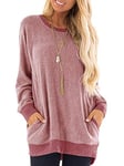 Famulily Ladies Sweatshirt Long Tunic Tops for Women Uk Pink S