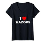 Womens I Love Kazoos Funny Kazoo Kazooist Wacky Musical Instrument V-Neck T-Shirt