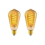 Amazon Basics E27 Vintage LED Bulb, Antique Style Retro Amber Glass, ST64, 4W (equivalent to 25 W), Pack of 2, 1800K Ultra Warm Light For Decoration