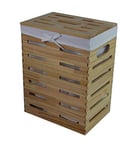 DVier Laundry Basket Real Wood Solid Pine Beige with Cover Lid Handle 40 L, BxTxH 35x25x46cm