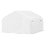 Serre tunnel de jardin 3,5 x 3 x 2 m grande taille 6 fenêtres blanc - Blanc