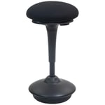 HOMCOM Tabouret de Bureau Debout, Tabouret Ergonomique, réglable en Hauteur 70-90 cm, siège Bascule à 360°, Large Socle, avec Patins antidérapants, Coussin rembourré, Noir