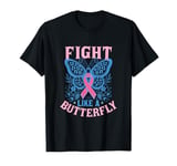 Fight Like A Butterfly Pink Ribbon Breast Cancer Awareness T-Shirt