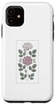 Coque pour iPhone 11 Rose florale botanique, style minimaliste, roses d'amour