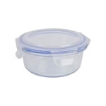 axentia Boîte Alimentaire, Boîte de Conservation en Verre Borosilicaté avec Couvercle en Plastique env. 400 ML, env. 13 x 5,5 x 13 cm, Transparent/Bleu