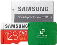 Carte mémoire Micro SD Evo Plus 128 Go pour Samsung Galaxy M11, M21 et M31 - Chiffon de nettoyage en microfibre (128 Go)