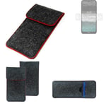 Felt Case for Nokia C21 dark gray red edges Cover bag Pouch