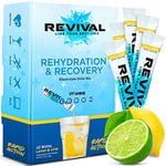 Revival Rapid Rehydration Electrolytes Powder - High Strength Vitamin C, B1, B3, B5, B12 Supplement Sachet Drink, Effervescent Electrolyte Hydration Tablets - 12 Pack Lemon Lime