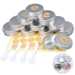 AiQInu 11 Pièces Pots en Aluminium, 20ml Contenant Cosmetique Vide, Petite Boite Hermetique Metal avec Mini Spatule et Étiquettes, pour Maquillage, Crème, Baume à Lèvres, Mini Bougies