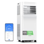 COMFEE' Climatiseur Mobile 7000 BTU/h 2kW, Contrôle APP, 3 Modes, 3 Vitesses de ventilation, Minuterie 24H, Dimensions compactes, Pour pièces de 23㎡, Breezy Cool 2.0, Fonctionne avec Alexa