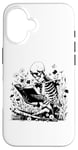 iPhone 16 Skeleton Reading Book Floral Wisdom Funny Book Lover Case