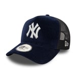 NEW ERA NEW YORK YANKEES CORD TRUCKER CAP.E FRAME NAVY CORDUROY BASEBALL HAT W24