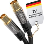 KabelDirekt – 4K TV Aerial Cable, Coaxial Cable – 1.5m – TV Cable for Digital & Analogue TV, Metal Connectors – Available in 0.5-20m (Plug to Socket, for DVB-C/DVB-T/DVB-S, black)