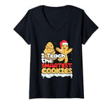 Womens Christmas Gingerbread Teacher I Teach The Smartest Cookies V-Neck T-Shirt