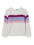 United Colors of Benetton Girl's JERSEY G/C M/L 116QQ101O LONG SLEEVE CREW-NECK SWEATER, Grey Colored Stripes 912, M