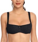 Lemorosy - Soutien-Gorge Balconnet à Armatures pour Femmes Bretelles rembourrées Push-up Demi-Bonnet Classique (Noir,FR85F)