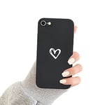 Newseego Coque Compatible avec iPhone 7/8/SE, Coque de Protection en Silicone Liquide Souple avec Motif Coeur Peint à la Main Coque Arrière Flexible Antichoc en TPU pour iPhone 7/8/SE-Noir.