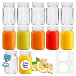 HEFTMAN Small Glass Bottles With Lids Ginger Shot Label Shots 60ml 120ml 12 Pack