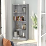 Bibliothèque 4 niveaux Étagère de Rangement - pour Bureau Salon Chambre Cuisine Sonoma gris 60x24x142 cm BV984304 Bonnevie Gris