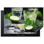 KitchenYeah© Protection Plaque Induction 78x52 cm Protege Deco Cuisine Cache Protège De Cuisson Accessoires Cocktail - Mojito - Vert - Menthe