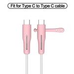 Organisateur De Câbles Pour Samsung,Support De Chargeur,Attaches,Clip Enrouleur De Câble Pour Écouteurs,Protection De Câble - Type C To C-Pink