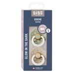 BIBS Pacifier Boheme 2 PACK Latex Size 1 Sage GLOW/Cloud GLOW Nappar 2 st