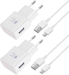 2 Pack Chargeur Usb Avec Usb C Câble Pour Samsung Galaxy A13 A14 A20e A33 A34 A51 A52 A53 A54 S8 S9 S10 S20 S21 S22 Fe Plus Z Flip3, Z Fold2 5g Android Téléphone Chargeur Rapide Adaptateur Secteur