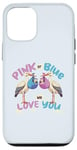 Coque pour iPhone 12/12 Pro Rose ou bleu, mignon cigogne portant bébé dessin animé