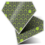 2 x Diamond Stickers 7.5 cm - Eco Green House Pattern Home  #21488