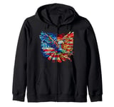 Bald Eagle of Freedom 4th July Boy Men USA Flag American Day Zip Hoodie