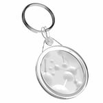 1 X White Molecule Design Genetic - Keyring IR02 Mum Dad Birthday Gift #16312