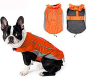 Morezi Dog Warm Coats Jackets Waterproof Coats with Harness Hole Puppy Coat for Small Medium Dogs - Orange - XL