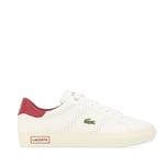 Lacoste Mens Powercourt 2.0 Trainers in White red Leather (archived) - Size UK 10