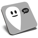 Square Single Coaster bw - Boo Ghost Halloween Cute Quote  #42225