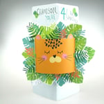 Grandson You're 4! That's Amazing! Gorgeous Pop-up Tiger 3D 4th Birthday Card.