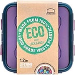 LocknLock Eco Food Containers with Lids - Square 1.2Ltr (15.5 x 15.5 x 8.7cm), Airtight, Watertight, BPA Free & Dishwasher Safe