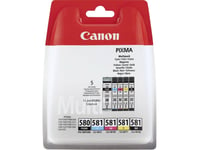 Canon Pgi-580 Pgbk/Cli-581 Cmybk Multipack - 5-Pack - Svart, Gul, Cyan, Magenta - Original - Blister - Blekkbeholder - For Pixma Ts6251, Ts6350, Ts6351, Ts705, Ts8252, Ts8350, Ts8351, Ts8352, Ts9550, Ts9551